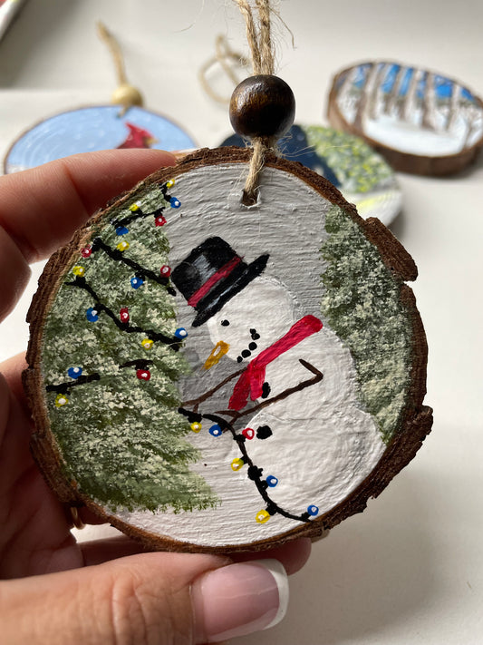 One-of-a-kind hand painted Christmas ornament - Snowman